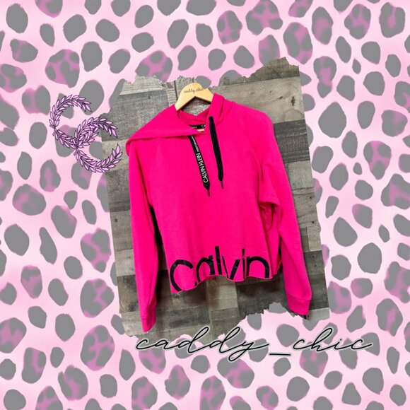 Calvin Klein Cropped Hoodie Pink Size Large - Picture 1 of 4